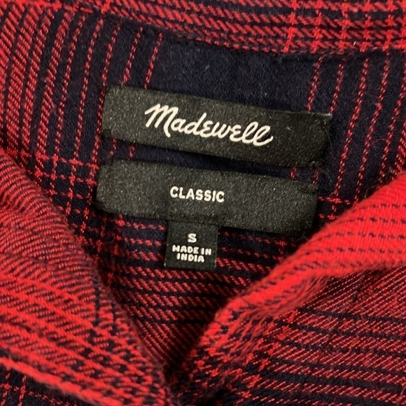 MADEWELL Classic Flannel Long Sleeve Button Up Red Black Plaid Small - Picture 9 of 9